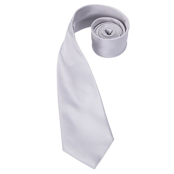 Hi-Tie Mens Grey Silver Tie Set with Pocket Square & Cufflinks - Picture 7 of 8